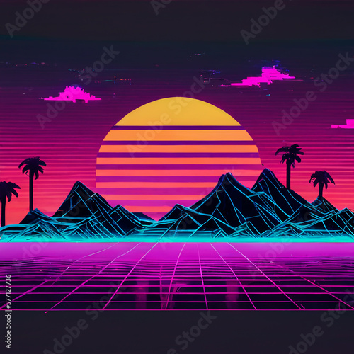 retrowave night in the city