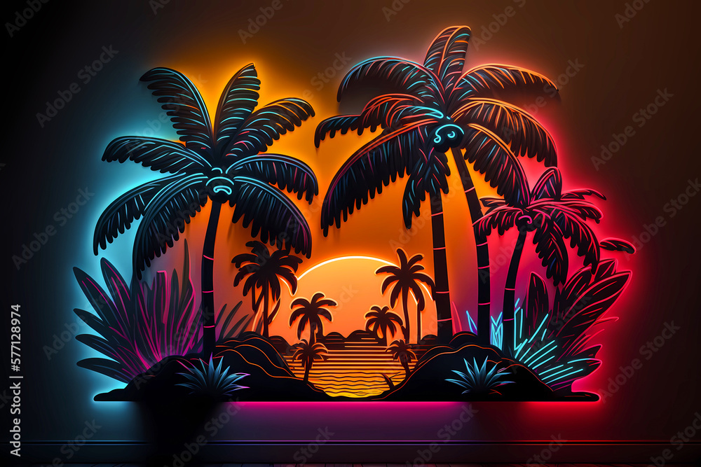 Neon Palm Tree Wall Art at Georgia Lai blog