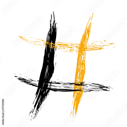 The hash on a white background is drawn by hand with a brush.