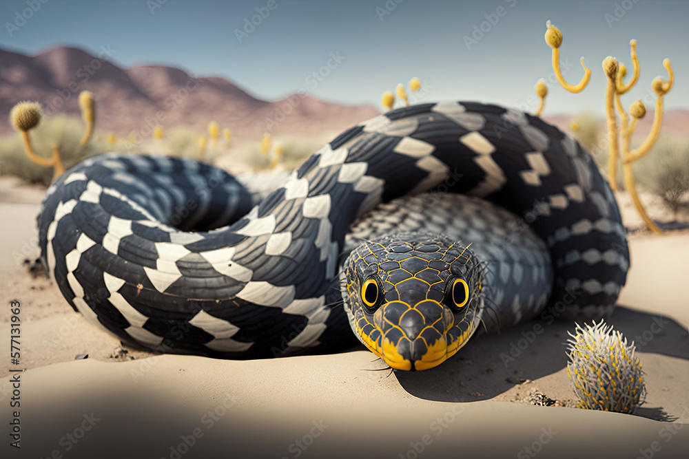 Obraz premium snake in a desert landscape, generative artificial intelligence 