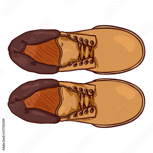 Cartoon Yellow Work Boots. Vector Illustration photo