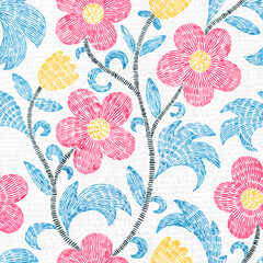Crédence de cuisine Styles patrons Broderie florale bohème vintage grunge  © flovie