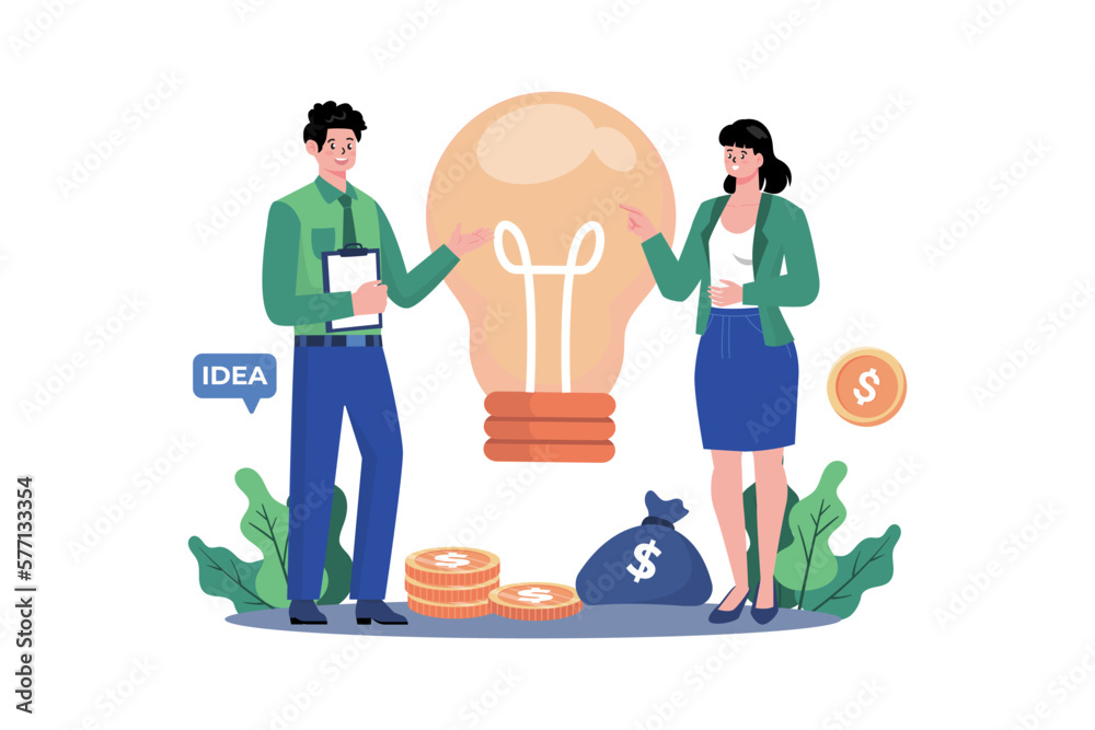 Business team illustrate product idea option Business team illustrate product idea option