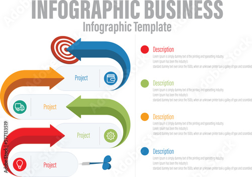 A graphic of arrows that say infographics.