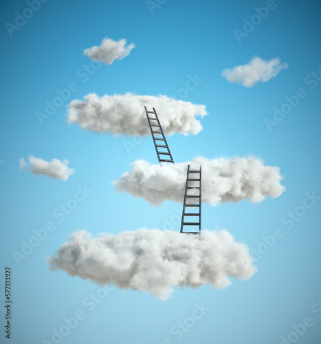 Ladder leading to a clouds.