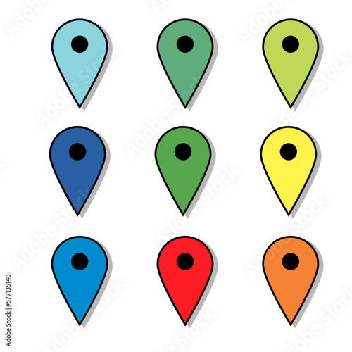 set of map pointers or location pins