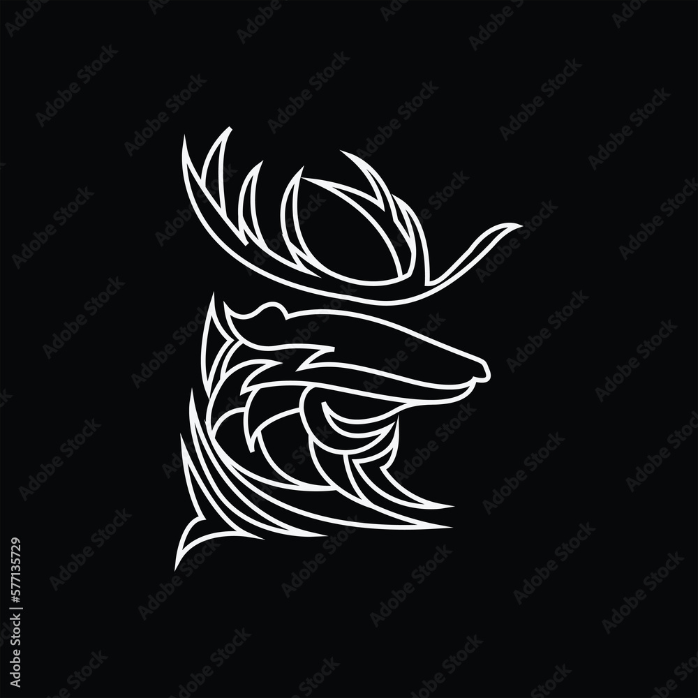 Obraz premium Geometric Deer Head logo abstract isolated Vector Template logo design