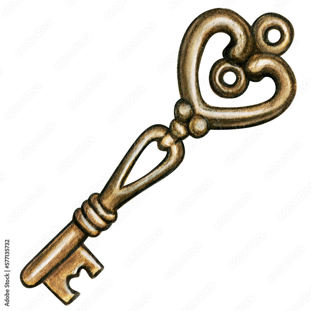 watercolor hand drawn heart shaped key watercolor hand drawn heart shaped key