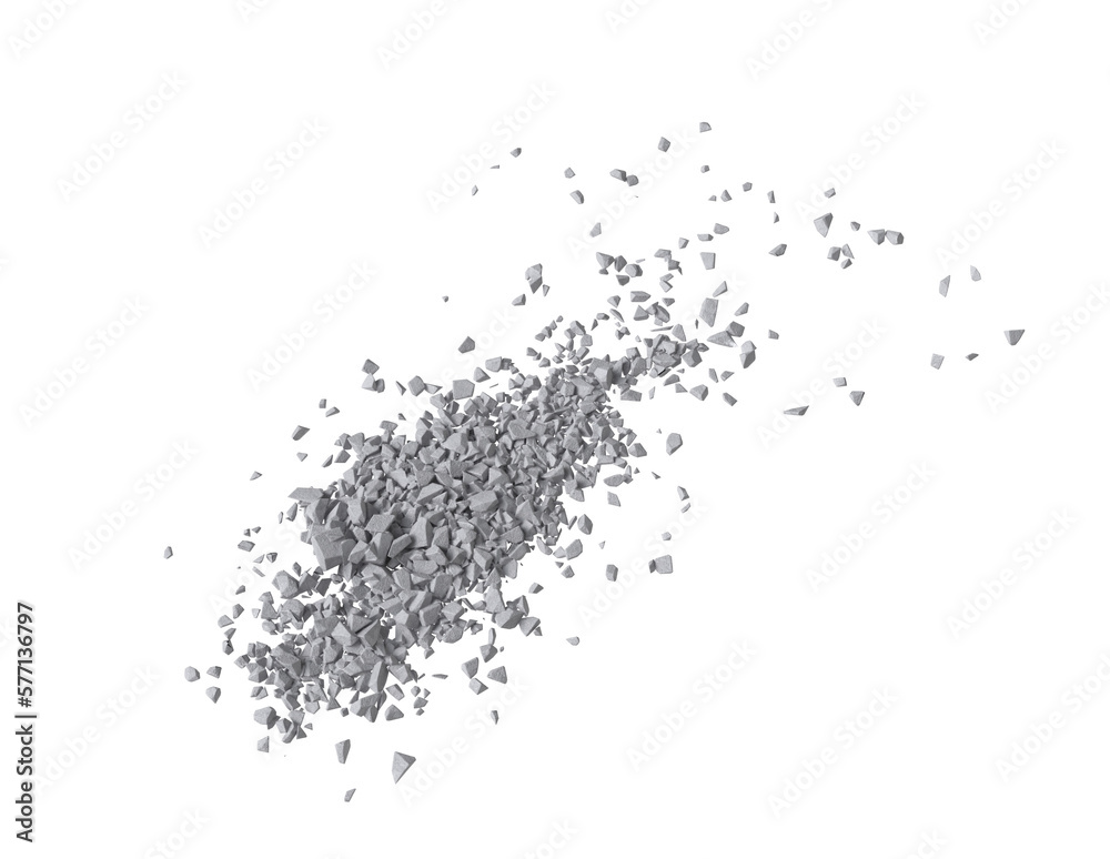 Concrete rock debris isolated transparent background 3d rendering Concrete rock debris isolated transparent background 3d rendering