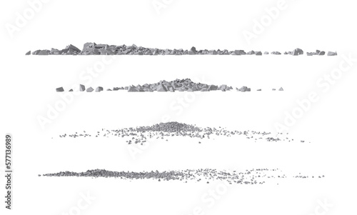Concrete rock debris set isolated transparent background 3d rendering