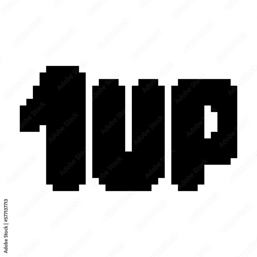 Text 1up icon black-white vector pixel art icon	