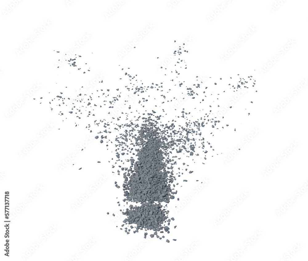 Obraz premium Concrete rock debris isolated transparent background 3d rendering