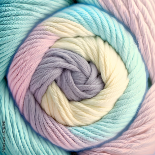 Cozy, Majestic, Brilliant, Colorful Yarn for Knitting, Twisted Threads. Generative AI