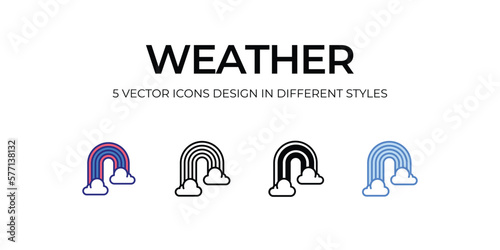 weather Icon Design in Five style with Editable Stroke. Line, Solid, Flat Line, Duo Tone Color, and Color Gradient Line. Suitable for Web Page, Mobile App, UI, UX and GUI design.