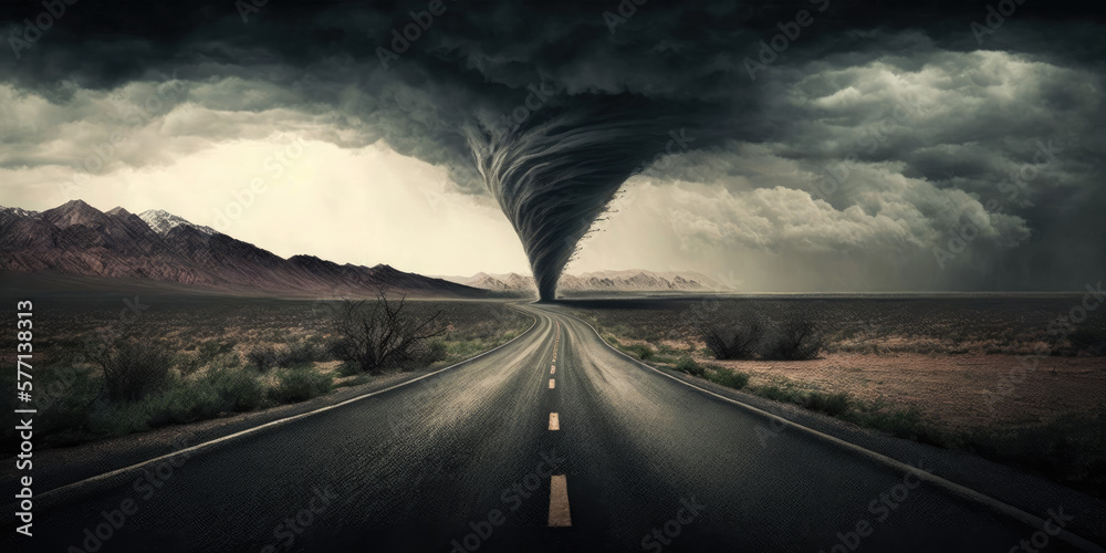 Tornado dark road 