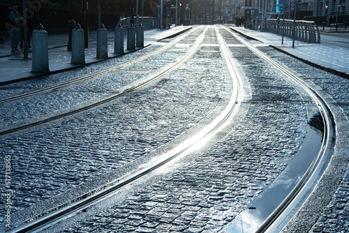 Photography St.Stephen's Green LUAS rails