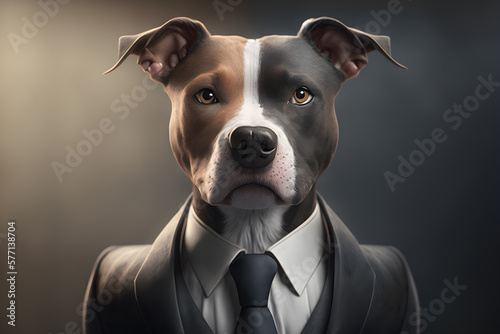Portrait of a dog dressed in a formal business suit generative ai