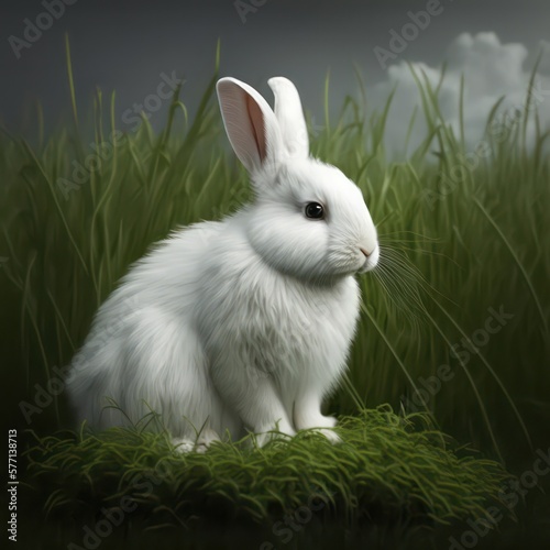 White rabbit. Generative AI.