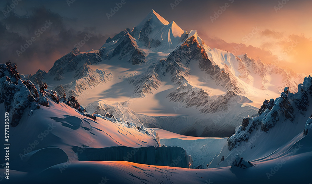 sunrise in the glacier mountains