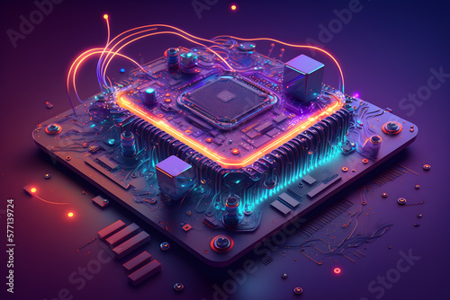 Electronic circuit board. Computer hardware generative ai