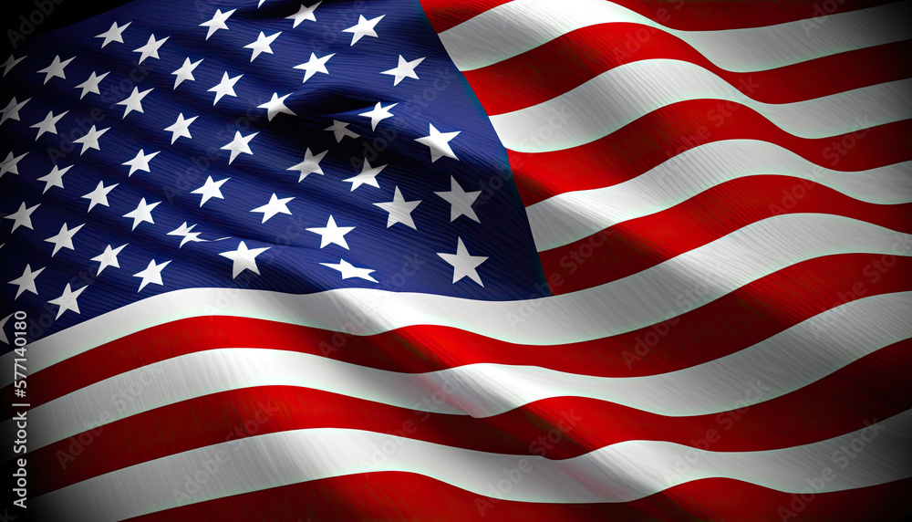 Obraz premium USA flag with waves to use as wallpaper. Patriotic symbol. Generative AI