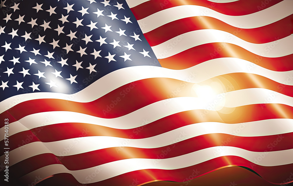 Obraz premium USA flag with waves to use as wallpaper. Patriotic symbol. Generative AI