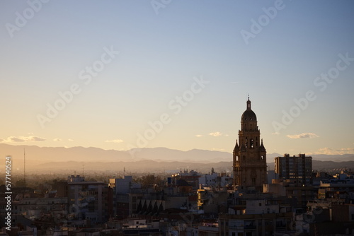 Sunset in Murcia with the cathedral tower in the background © JuanPablo