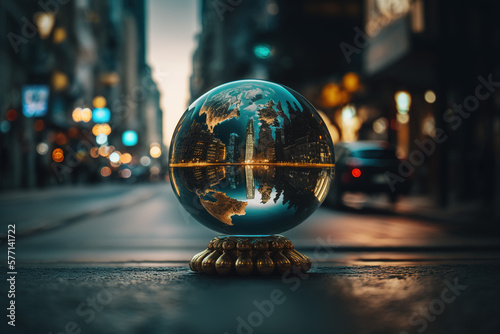 Globe in the middle of a city
