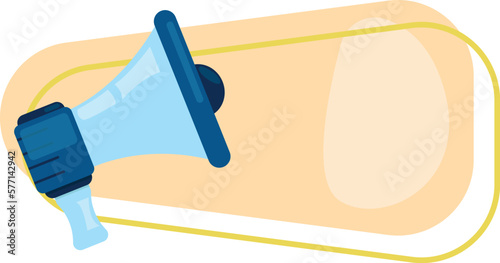 Megaphone with banner icon in cartoon style on a white background