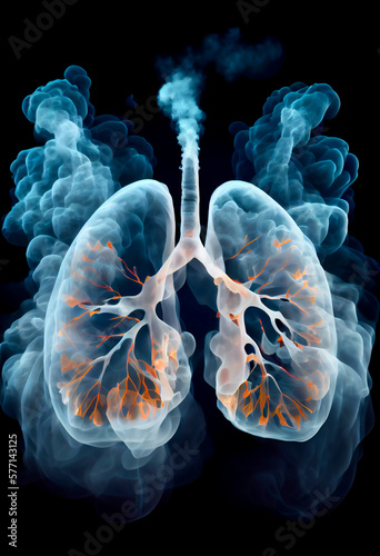 Generative AI abstract render of a smoker‘s lung