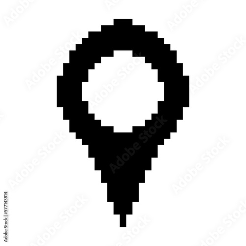 Location map icon black-white vector pixel art icon 