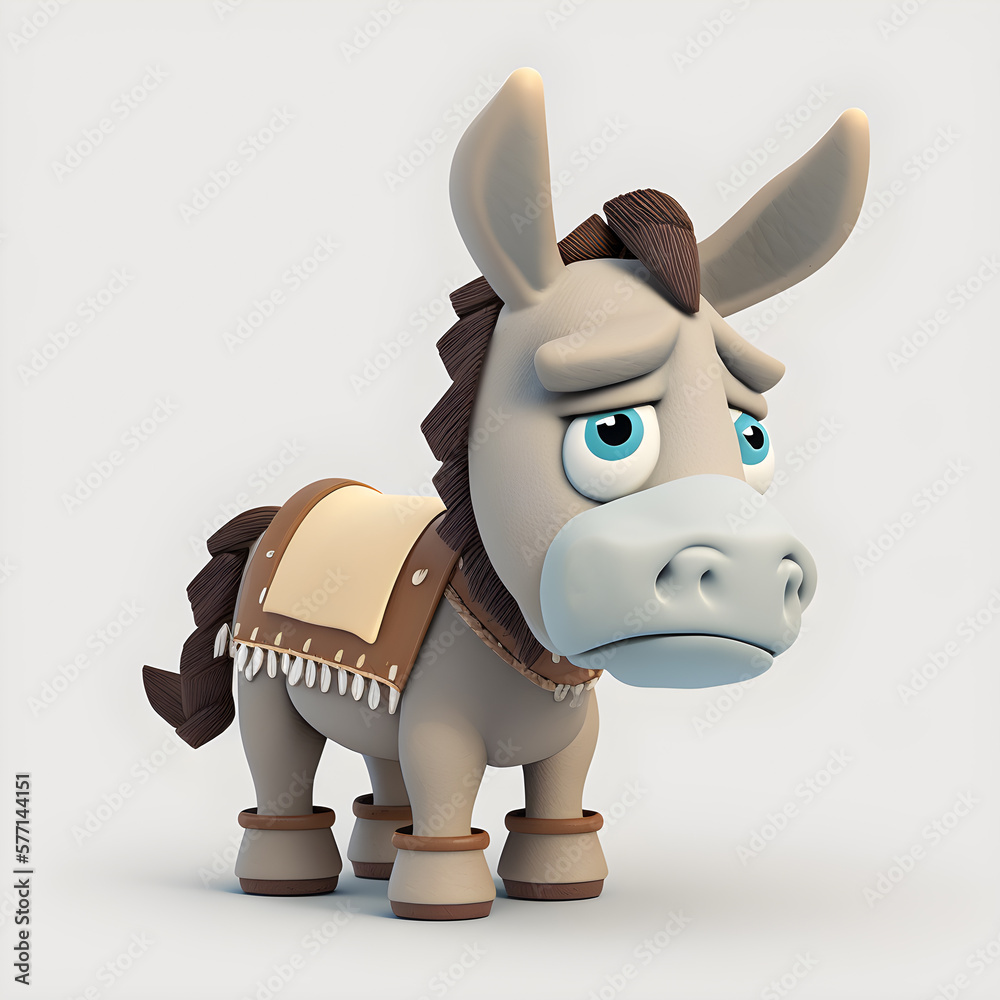Cute donkey character design generative ai