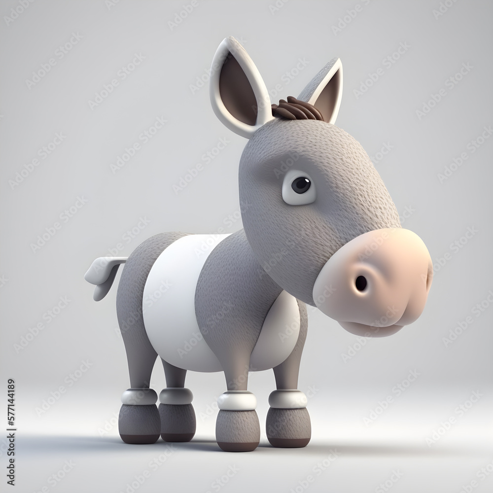 Cute donkey character design generative ai