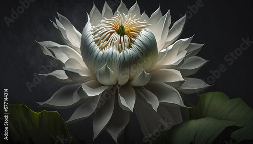 Brahma Kamal Flower. Generative AI. photo