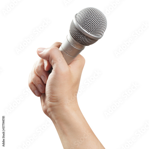 Cuadro en lienzo Hand with microphone cut out