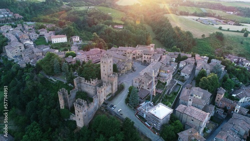 Aerial view of Castell'Arquato village: Castell'Arquato, Piacenza, Italy photo