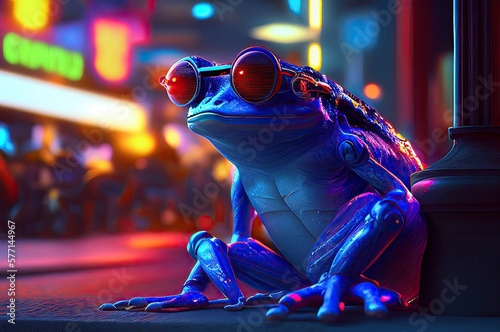 Frog Futuristic Coder Generative AI photo