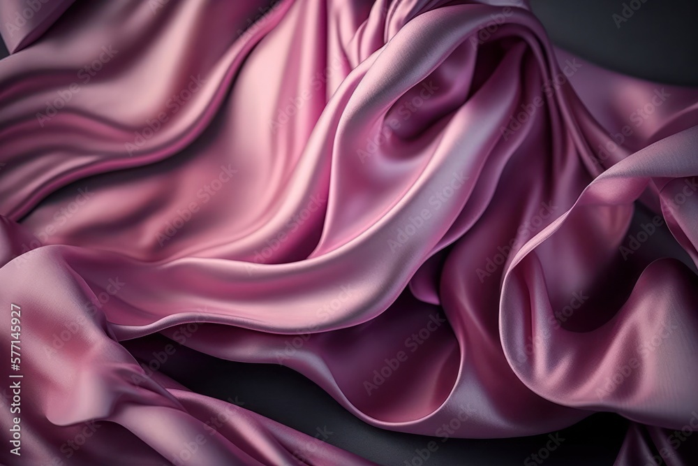 Obraz premium pink colored silk surface with folds. Abstract background. Textile surface with waves and wrinkles