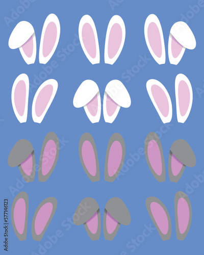 Set of 9 Rabbit Ears Flat White and Gray
