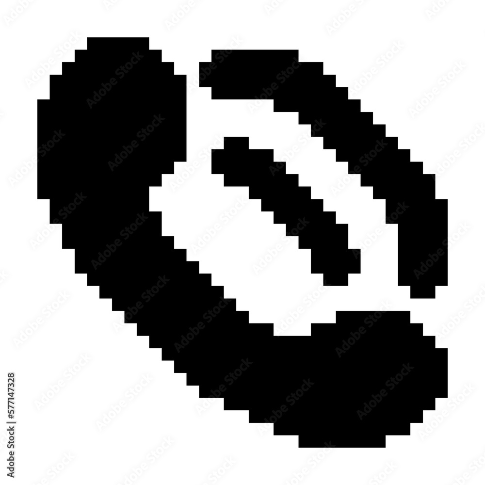 Outgoing call telephone icon black-white vector pixel art icon	