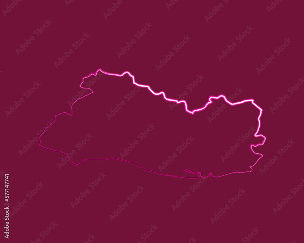 Vector isolated illustration of El Salvador map with neon effect.