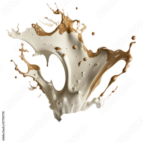 Cream mocha splash in smooth 3d illustration. Generative AI.