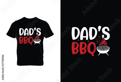 Dad's BBQ. BBQ vector typography t-shirt design. Perfect for print items and bags, posters, cards, vector illustration.