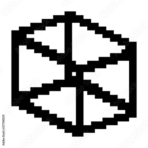 Cube icon black-white vector pixel art icon	