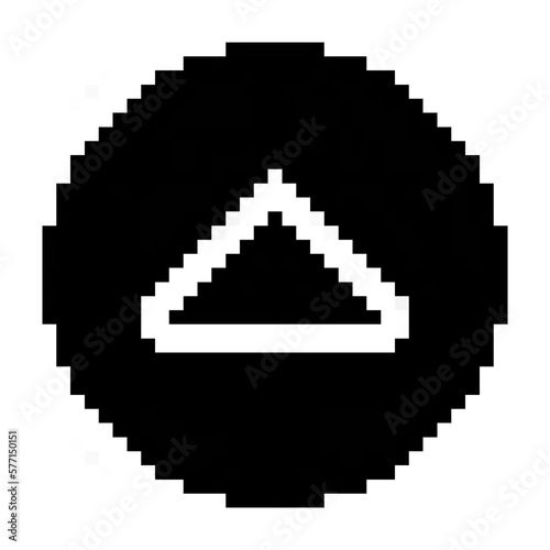 Playstation glitch triangle icon black-white vector pixel art icon	
