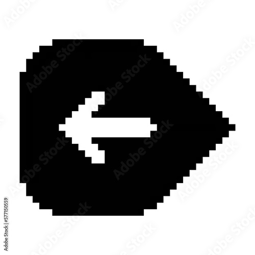 Direction left button joystick icon black-white vector pixel art icon	