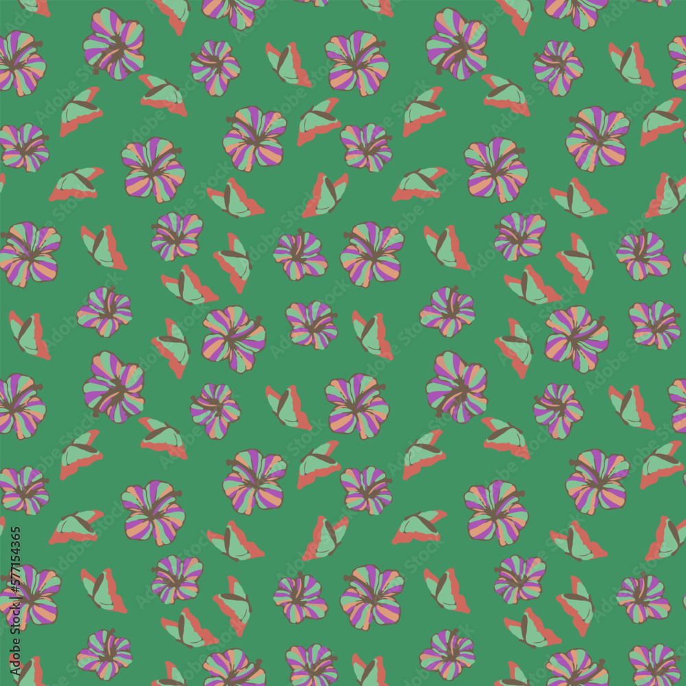 custom made wallpaper toronto digitalSeamless pattern of flowers and butterflies on a green background. Spring background for children. Bright colored gentle summer pattern. Vector illustration