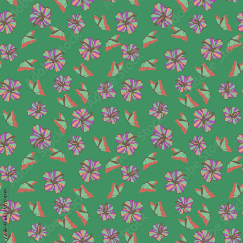 Wallpaper Mural Seamless pattern of flowers and butterflies on a green background. Spring background for children. Bright colored gentle summer pattern. Vector illustration Torontodigital.ca