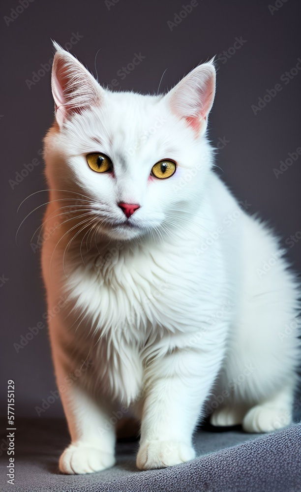 White and cute cat with beautiful eyes