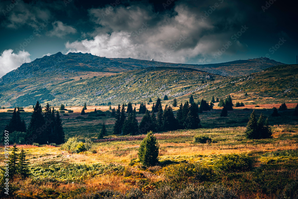Naklejka premium autumn landscape with mountains and sky